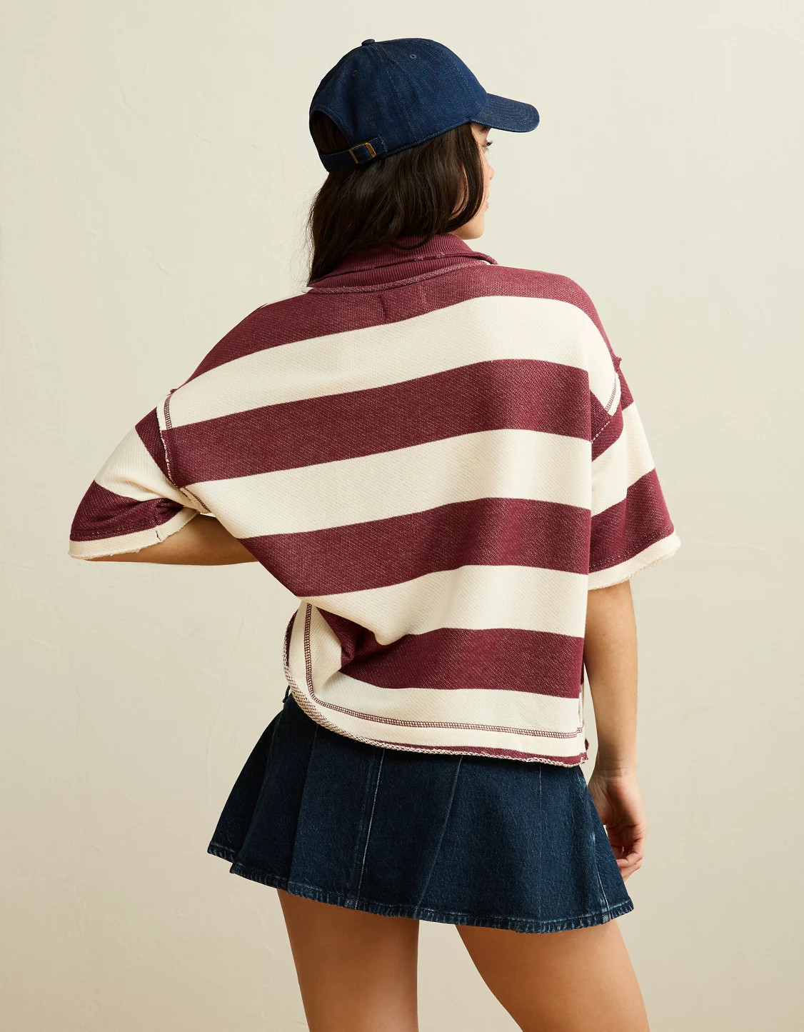AE Campus Short-Sleeve Rugby Sweatshirt | American Eagle Outfitters (US & CA)