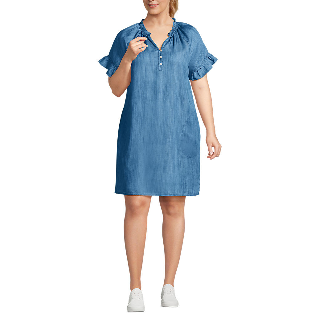 Women's Plus Size TENCEL™ Fiber Shift Dress | Lands' End (US)