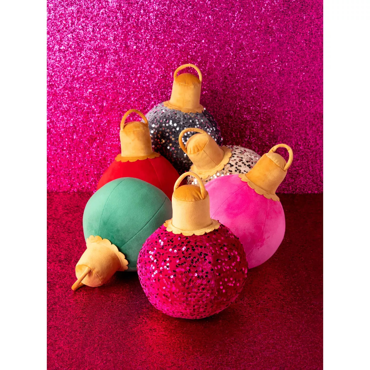 Shiraleah Assorted Set Of 6 Small Merry Bauble Christmas Ornament Pillows | Target