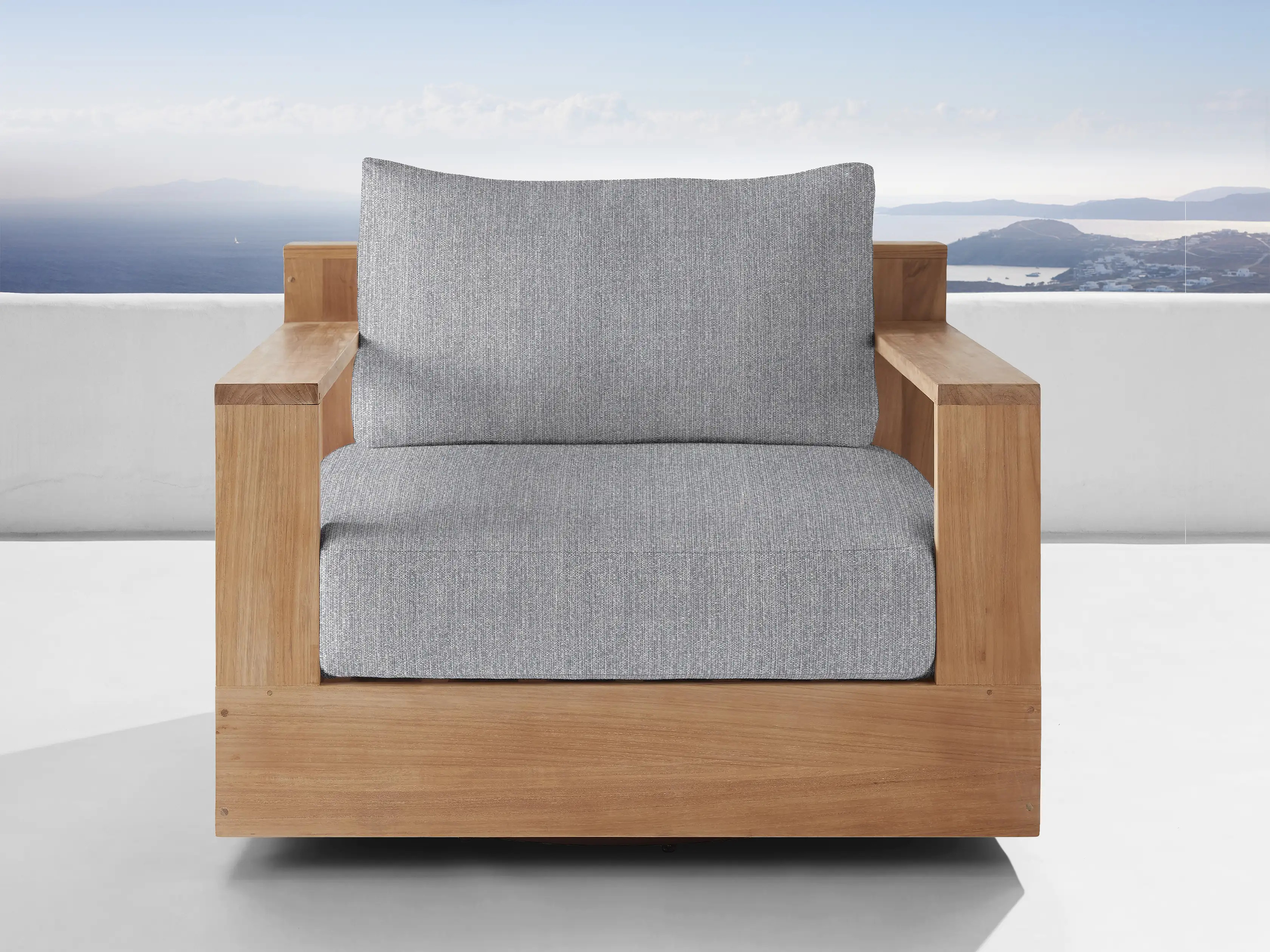 Bal Harbour Outdoor Teak Swivel Lounge Chair | Arhaus