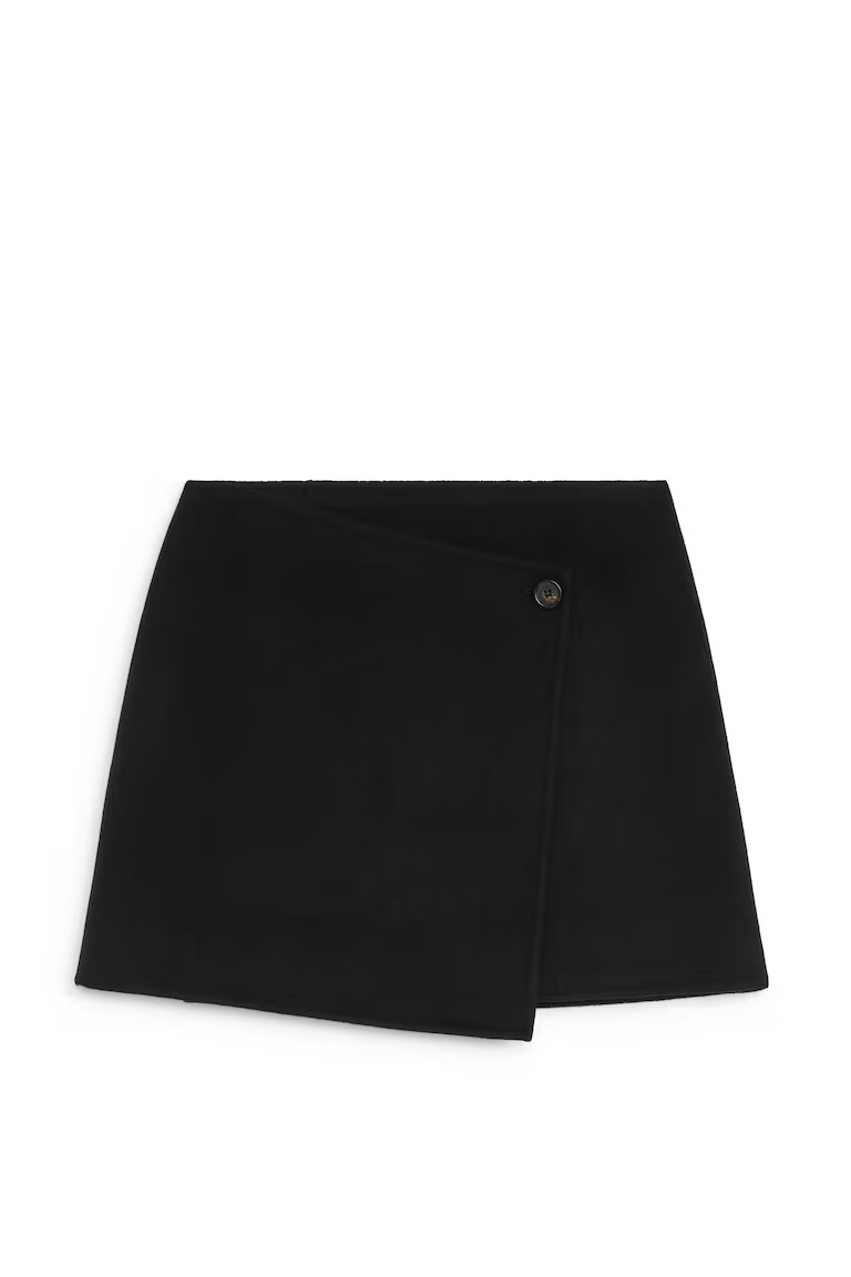 Wool-Lyocell Skirt - Black - Ladies | H&M GB | H&M (UK, MY, IN, SG, PH, TW, HK)