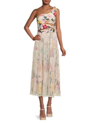 Hibiscus One Shoulder Lace Midi Dress | Saks Fifth Avenue OFF 5TH (Pmt risk)