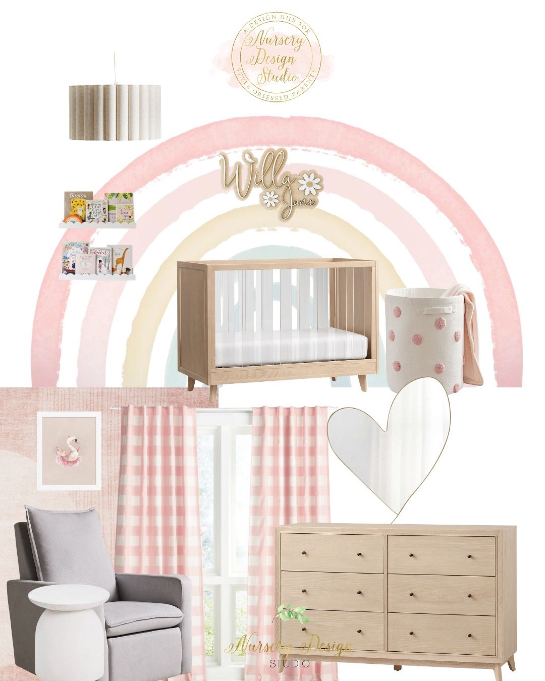 Nursery with a whimsical rainbow mural 

#LTKBump #LTKKids