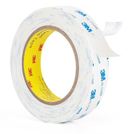 3M Double Sided Tape 1" x 18Ft PE Foam Tape White 1600T 0.04" Thick Strong Adhesive Removable Hea... | Amazon (US)