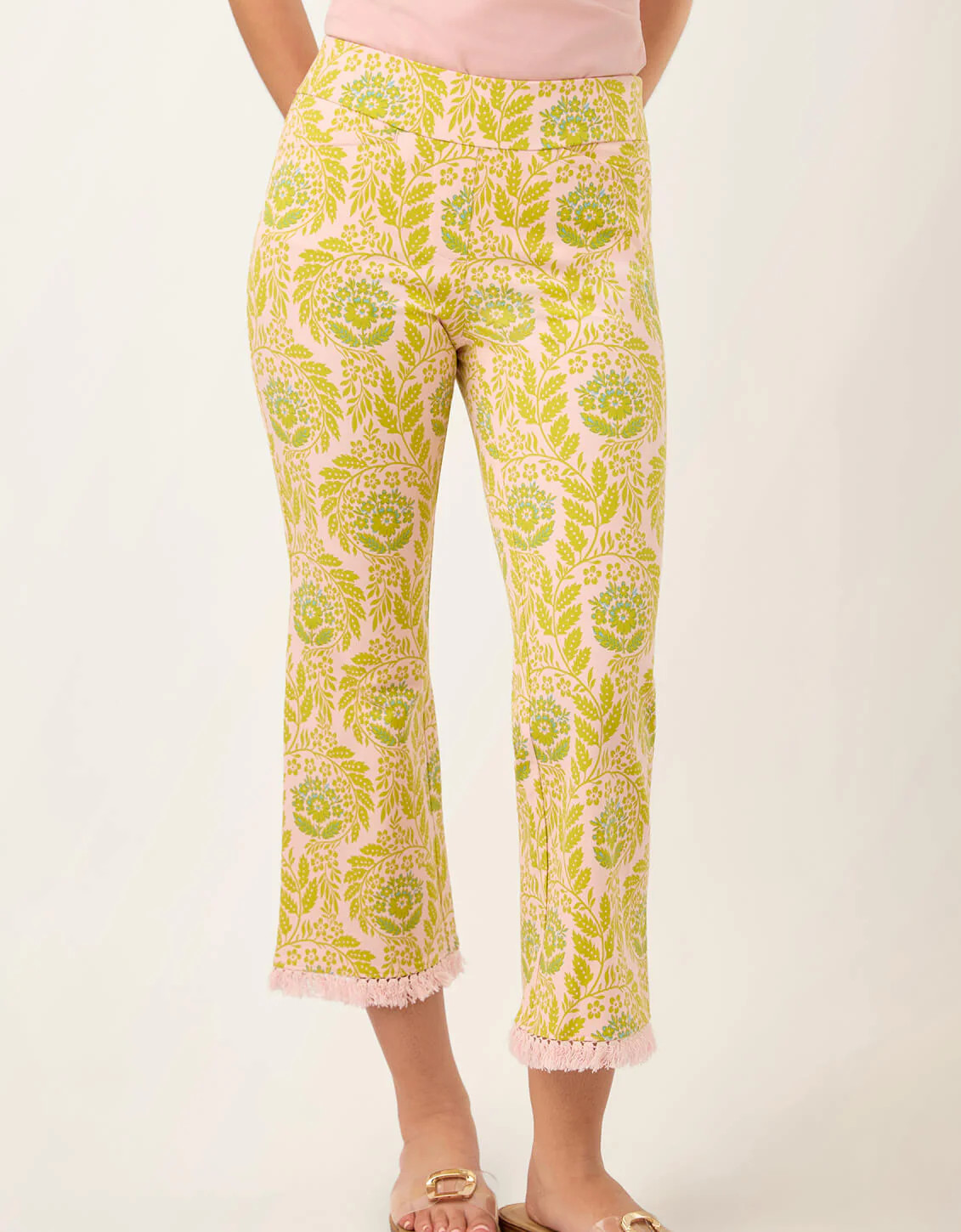 Maren Fringe Pant Seawall Scroll Rose | Spartina 449