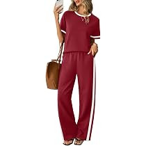 Sampeel 2 Piece Sets for Women Matching Sets Summer Outfits Resort Wear Short Sleeve Lounge Set W... | Amazon (US)
