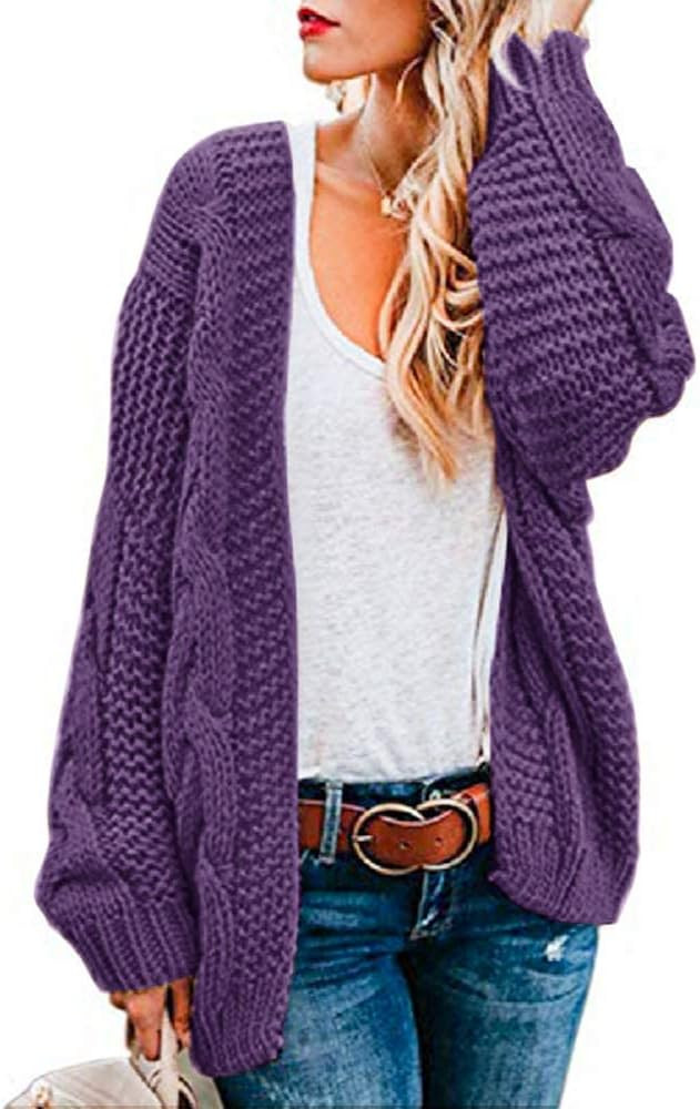 Ferrtye Womens Oversized Chunky Open Front Cardigan Sweaters Cable Knit Long Sleeve Cardigans Out... | Amazon (US)