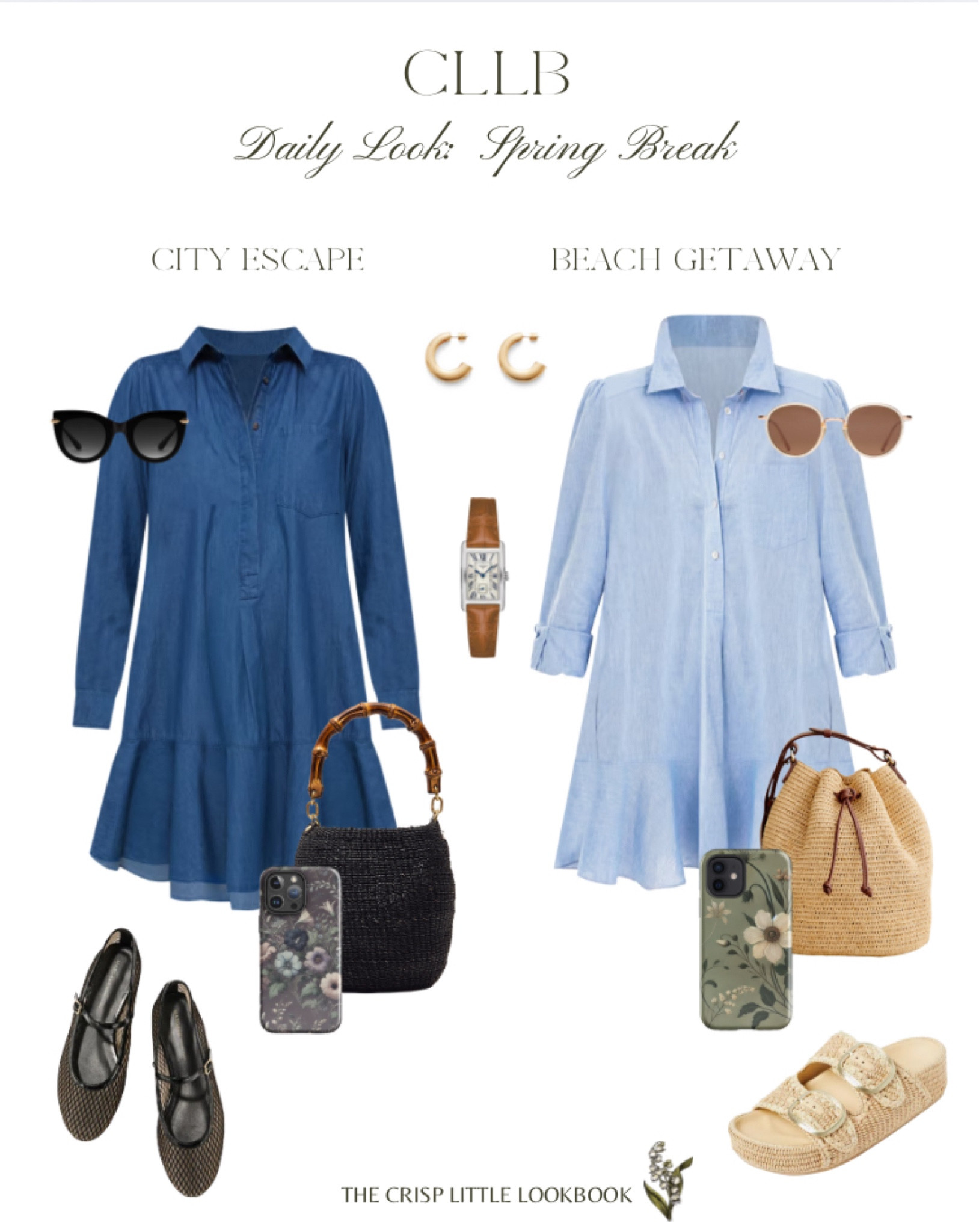 Spring break style, but make it timeless. ✨ Whether you’re wandering a charming city or relaxing by the beach, a breezy shirt dress + chic accessories create an effortless look that’s both polished and comfortable. #QuietLuxury meets #BalletCore with these dreamy textures and classic details. Which look is your favorite—City Escape or Beach Getaway? Tell me in the comments! ⬇️

3 reasons I love this look:
✨ Versatile & Packable – One dress, two vibes. Style it up or down with easy swaps.
✨ Ballet & Fisherman Shoe Aesthetic – Feminine, functional, and fashion-forward.
✨ Timeless Neutrals – Soft blues, woven textures, and elegant black keep it classic.

Save this for your next spring getaway! ☀️ 

TO SHOP THE PHONE CASE VISIT PETALUMECOVERS.COM AND FOLLOW @PETALUMECOVERS ON INSTAGRAM ✨

#SpringStyle #TimelessFashion #WardrobeEssentials #FrenchGirlStyle #CoastalGrandmother #MinimalChic

#LTKOver40 #LTKStyleTip #LTKTravel