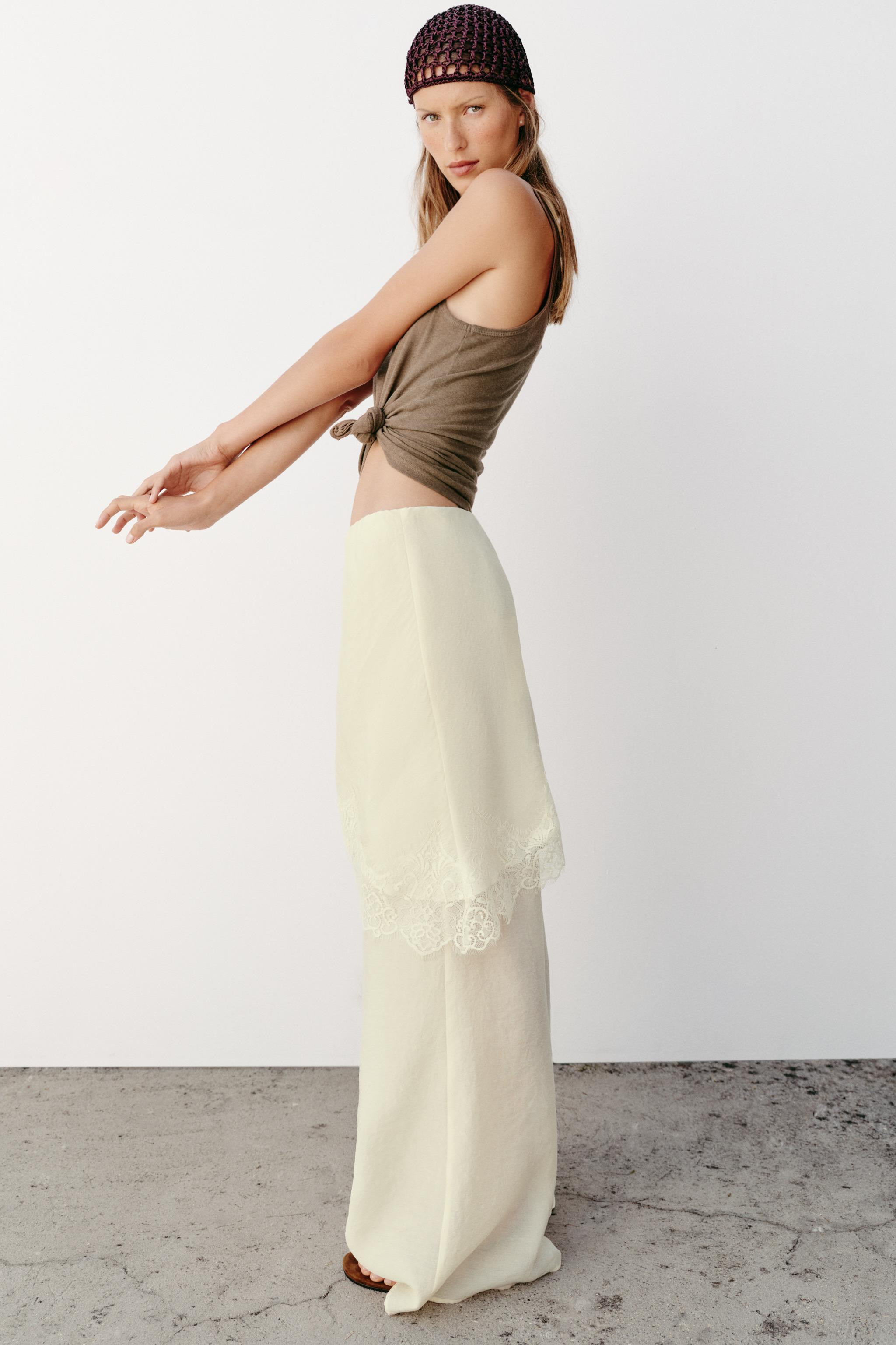 WIDE-LEG WRAP TROUSERS WITH LACE | Zara UK