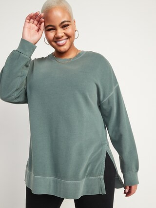 Vintage Long-Sleeve Garment-Dyed French-Terry Tunic Sweatshirt for Women | Old Navy (US)
