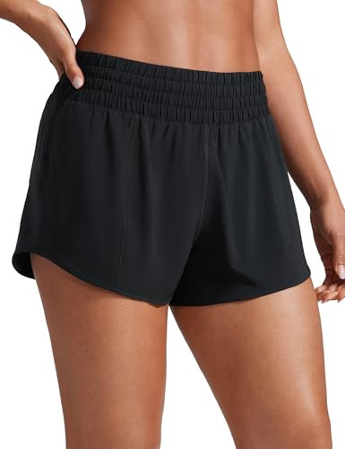 CRZ YOGA High Waisted Running Shorts for Women 2.5" - Mesh Liner Quick Dry for Workout Sport Athletic with Zipper Pocket Black X-Small | Amazon (US)