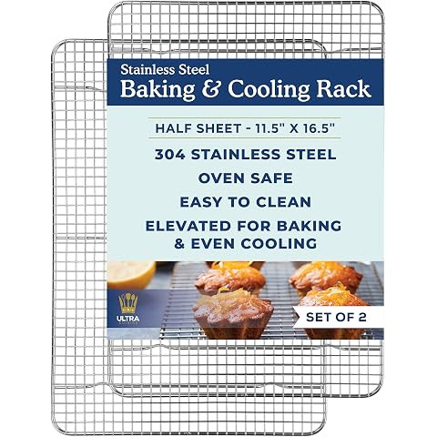 2PCS Cooling Racks for Cooking and Baking - 10" x 15"Heavy Duty Stainless Steel Wire Rack for Bak... | Amazon (US)