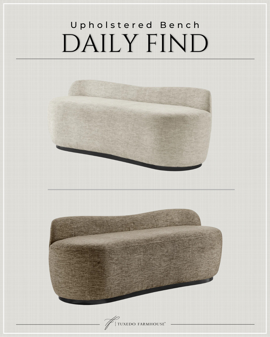 The Mandy bench combines modern style with practical functionality, making it a perfect addition to any living room or bedroom. Its gentle curves and soft fabric create a welcoming atmosphere, while providing stylish seating for your hallway or foyer. A great way to add a touch of elegance to your home, this bench seamlessly blends into any modern decor. 

 

#LTKSeasonal #LTKHome #LTKSaleAlert