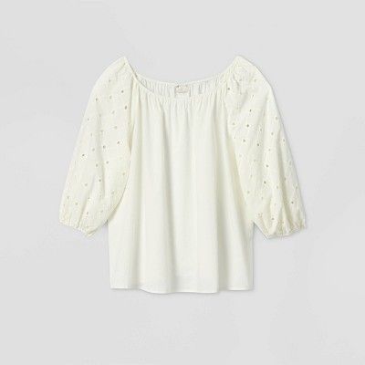 Women's Plus Size Long Sleeve Eyelet Peasant Top - A New Day™ | Target