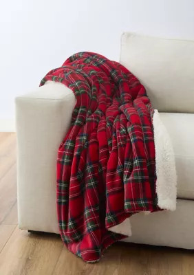 Joyland Red Tartan Sherpa Throw Blanket | Belk