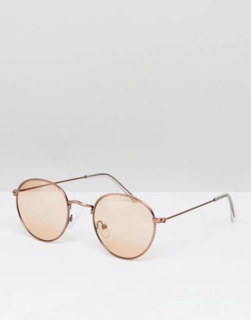 ASOS 90s Bronze Round Sunglasses With Light Brown Lens | ASOS UK