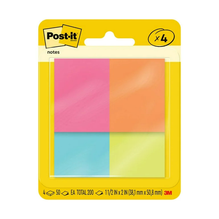 Post-it Notes, 1 3/8 in x 1 7/8 in, Poptimistic, 4 Pads - Walmart.com | Walmart (US)