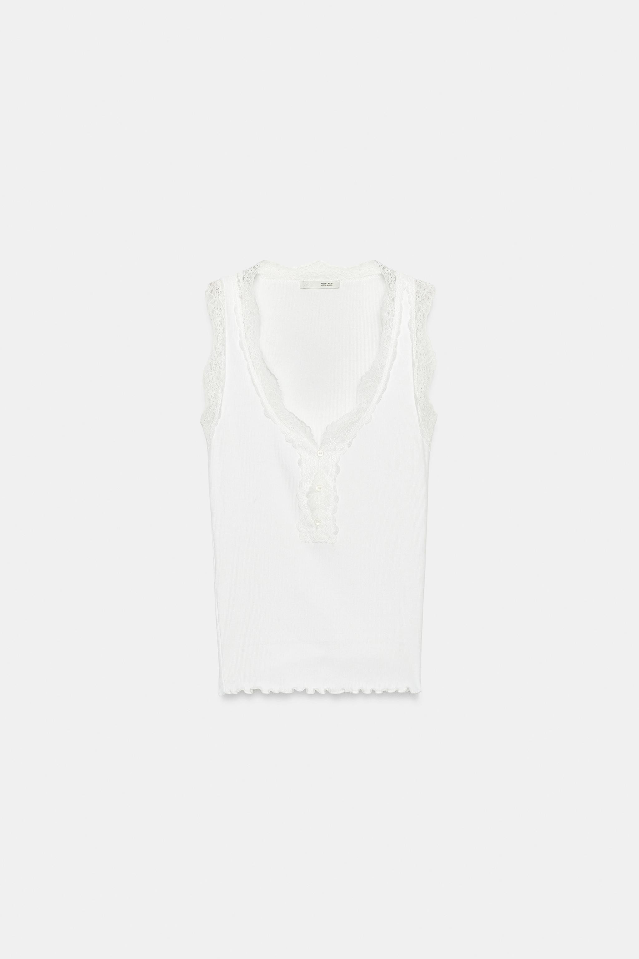 RIBBED LACE T-SHIRT | Zara US