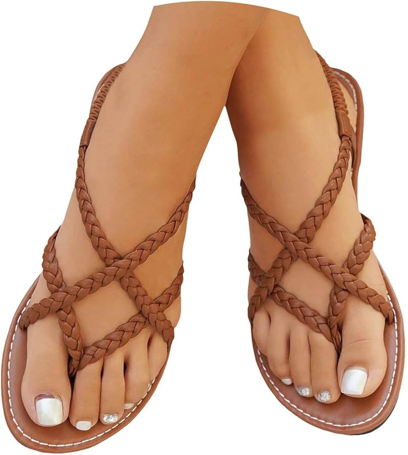 Strappy Sandals For Women, Womens Strappy Sandals, Braided Sandals For Women, Strappy Flat Sandal... | Amazon (US)