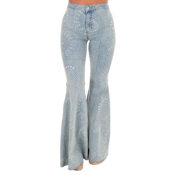 Free People Indigo Combo Just Float On Flare Geo Jeans Size 24 | Poshmark