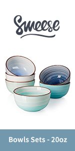 Sweese 127.003 Porcelain Bowls - 20 Ounce for Cereal, Soup, Rice, Salad, LEAD & CADMIUM FREE - Se... | Amazon (US)