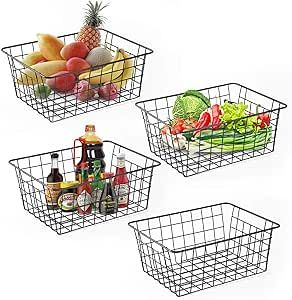 Wire Baskets for Organizing Household Pantry Baskets 4 Pack Pantry Baskets For Storage Metal Bask... | Amazon (US)
