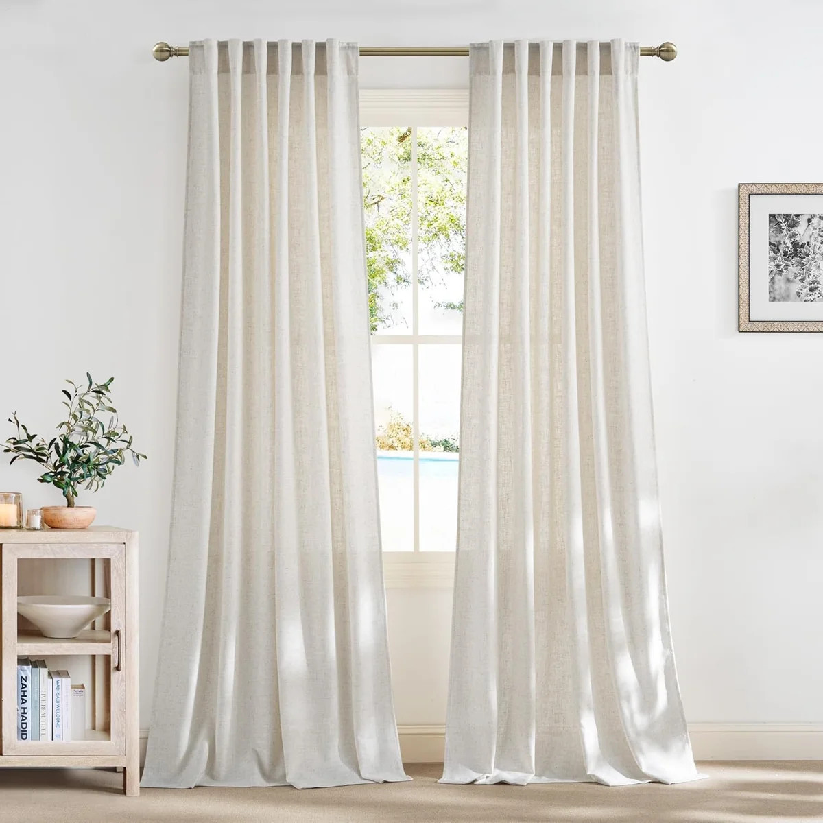 Linen Curtains 2 Panels Set for Living Room/Bedroom, Thick Flax Linen Blend Privacy Window Drapes... | Wayfair North America