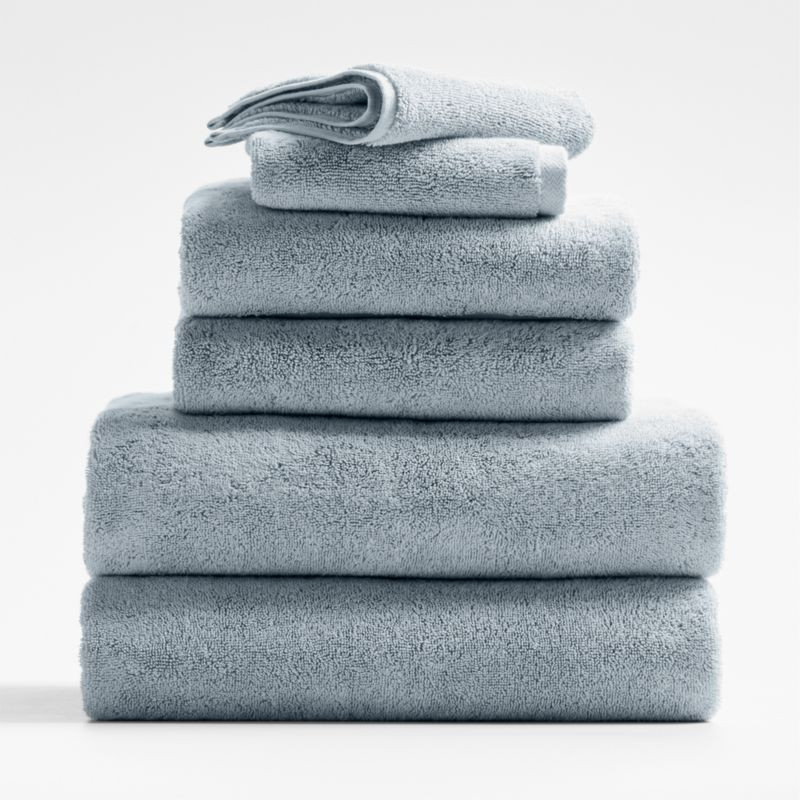 Organic Turkish Cotton Mist Blue Towels, Set of 6 + Reviews | Crate & Barrel | Crate & Barrel