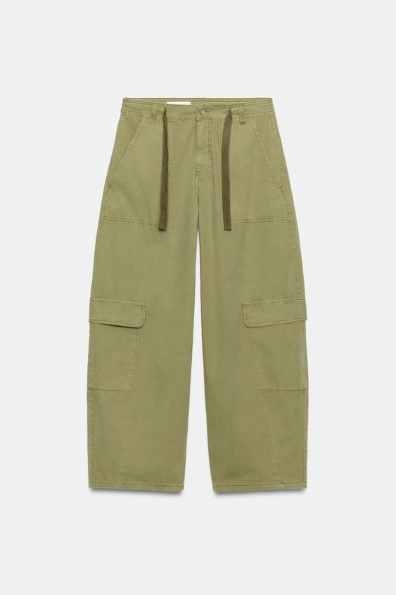 Zara - Textured Balloon Pants - Women - Chocolate - Women | Zara US