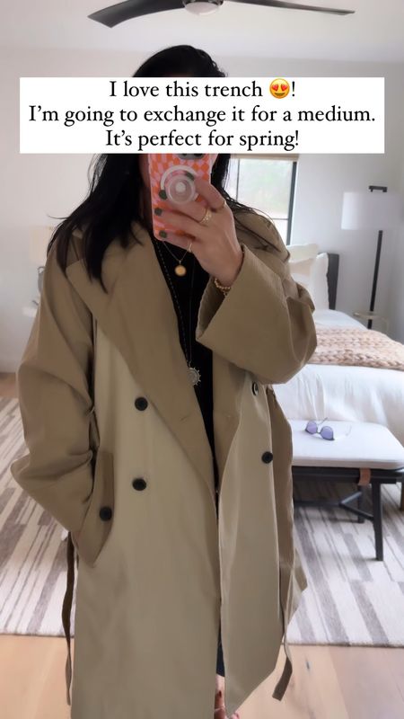 Loving this trench! I’m bought a large but I’m going to exchange it for a medium. Love everything about it! Perfect for spring! 

#LTKmidsize #LTKtravel #LTKfindsunder50