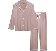 Joyaria Womens Soft Bamboo Pajama Sets Button Down Long Sleeve Pj Pants Set Sleepwear | Amazon (US)