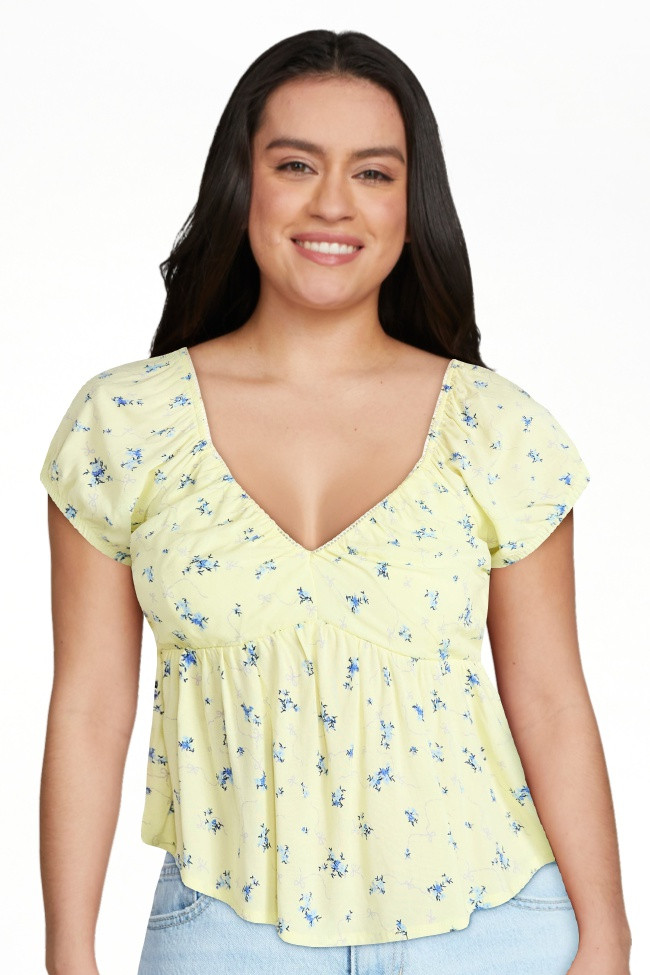 No Boundaries Picot Trim Babydoll Top, Women’s XXS-XXL | Walmart (US)