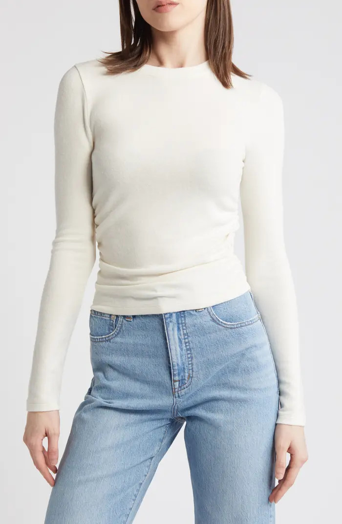Madewell Long Sleeve Ruched Brushed Jersey Top | Nordstrom | Nordstrom