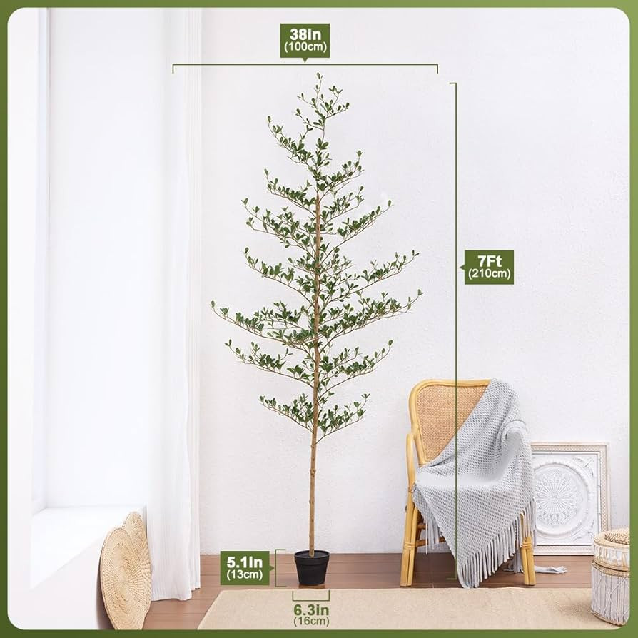 Artificial Black Olive Tree 7FT Indoor Outdoor Decor Faux Plants - Real Wood Trunk Fake Tree with... | Amazon (US)