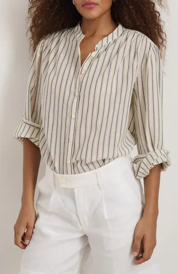 Alex Mill Ali Stripe Cotton Voile Button-Up Shirt in Off White Stripe at Nordstrom Rack, Size Small | Nordstrom Rack