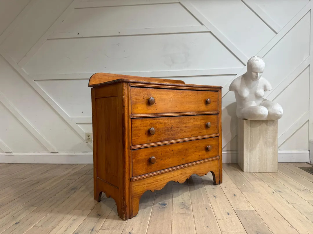 Antique 19th Century English Pine Chest of Drawers | Cottage Style With Scalloped Apron | Rustic ... | Etsy (US)