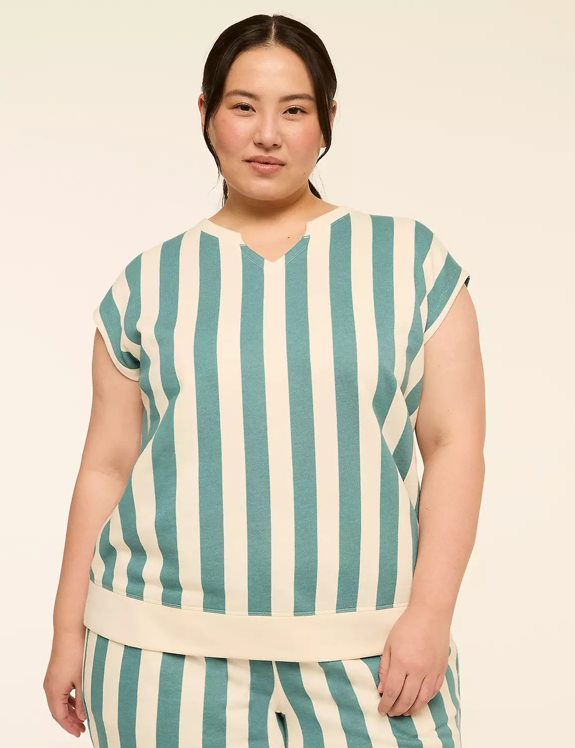 LIVI French Terry Striped Top | LaneBryant | Lane Bryant (US)