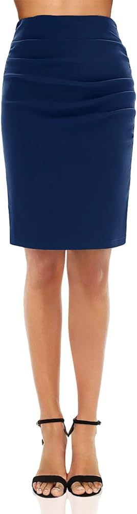 GRACE KARIN Womens Elegant Ruched Knee Length Slim Fit Business Skirt | Amazon (US)