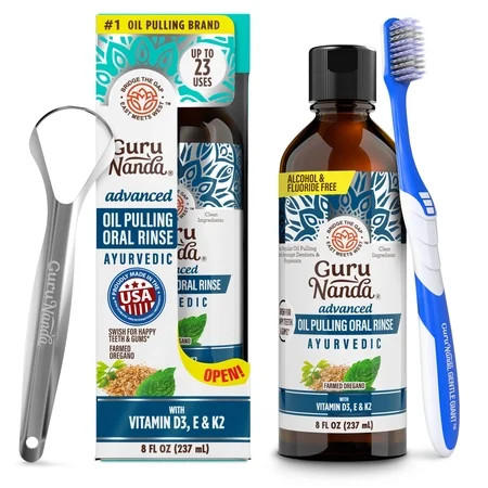 GuruNanda Advanced Formula Pulling Oil, Natural Teeth Whitening & Mouth Swish, 8 fl oz. | Walmart (US)