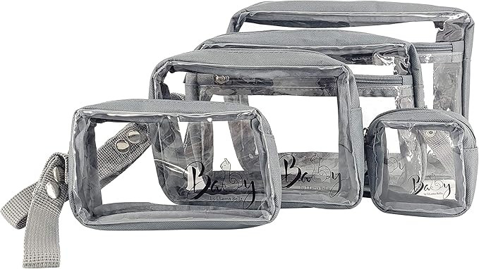 LLama Bella 5 Piece Diaper Bag Organizer Pouch Set, Clear with Straps and Pacifier Case | Amazon (US)
