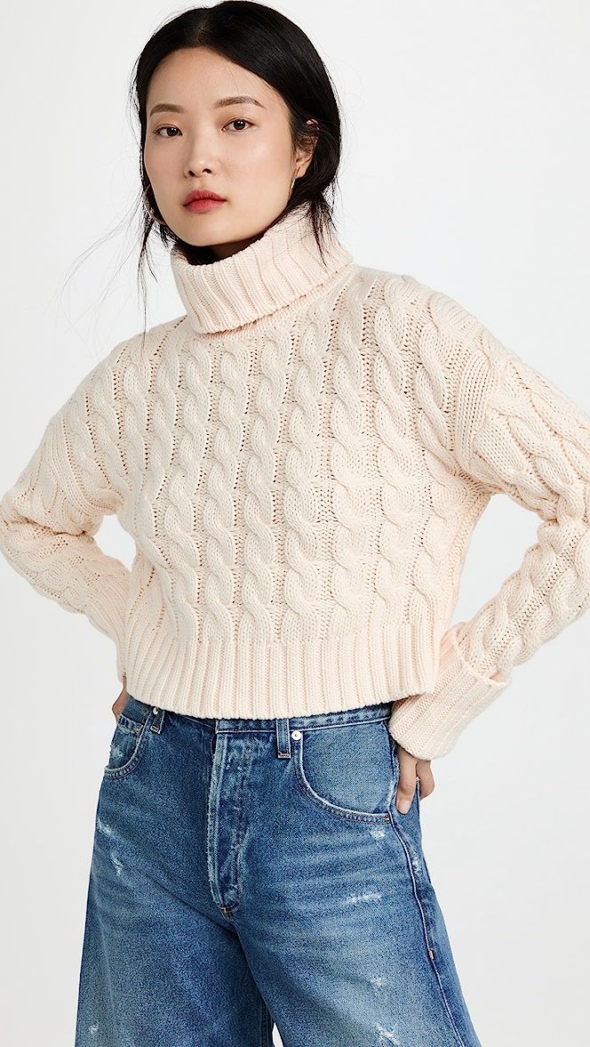 Sokie Collective Cable Turtleneck Crop Sweater | SHOPBOP | Shopbop