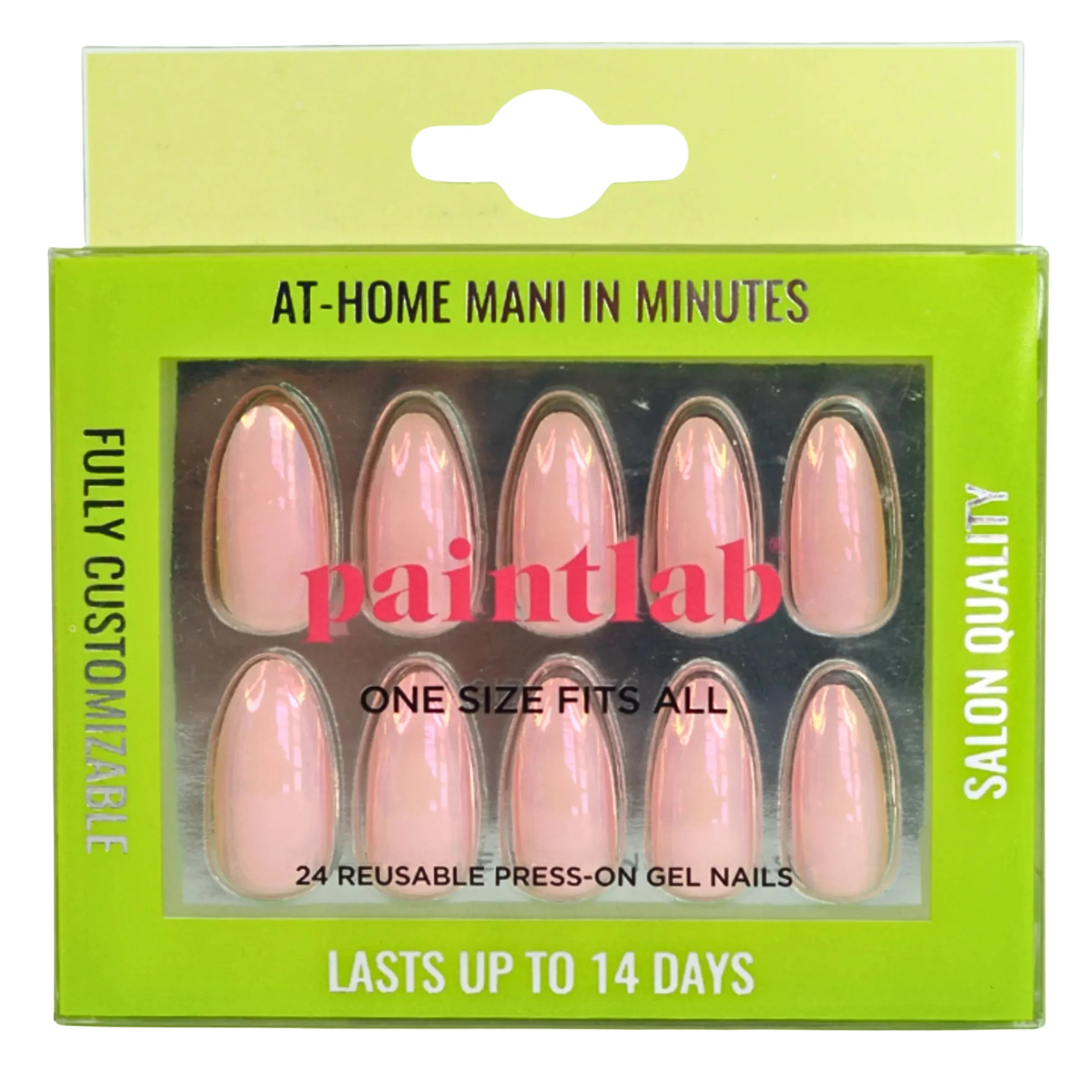 PaintLab Reusable Gel Press on Nails Kit, Almond Shape, Pink Glazed, 24 Count | Walmart (US)