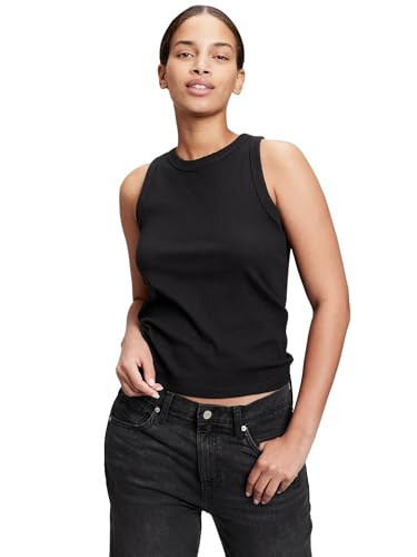 GAP Womens High Neck Tank True Black V2 M Petite | Amazon (US)