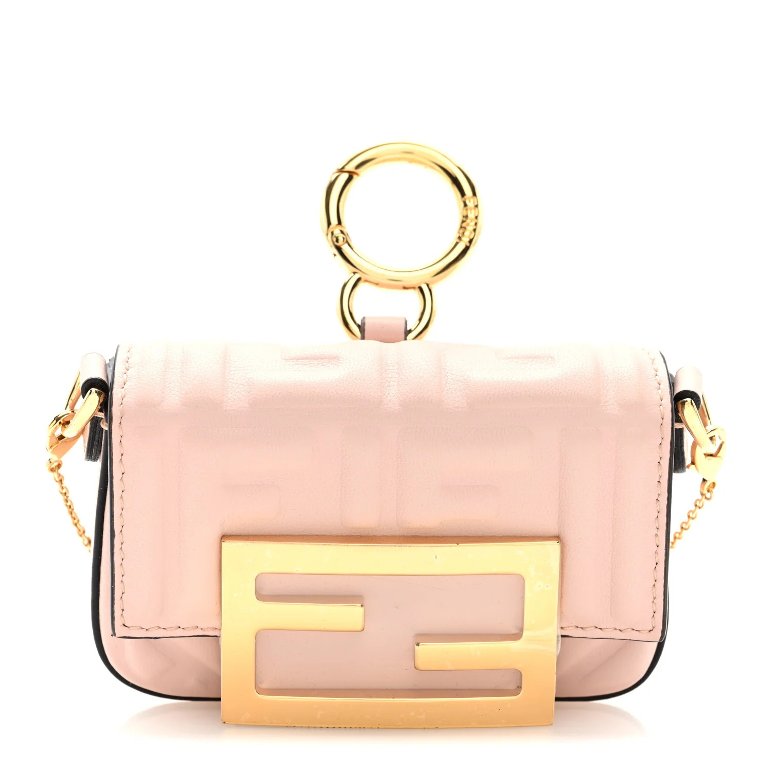 Fendi Nappa Matisse FF Embossed Nano Maxi Buckle Baguette Charm Rosa Quarzo | FASHIONPHILE (US)