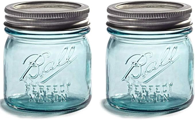 NEW! TWO Limited Collector's Edition - Half-Pint 8oz. Vintage Aqua/Blue BALL "Perfect Mason" Jar ... | Amazon (US)
