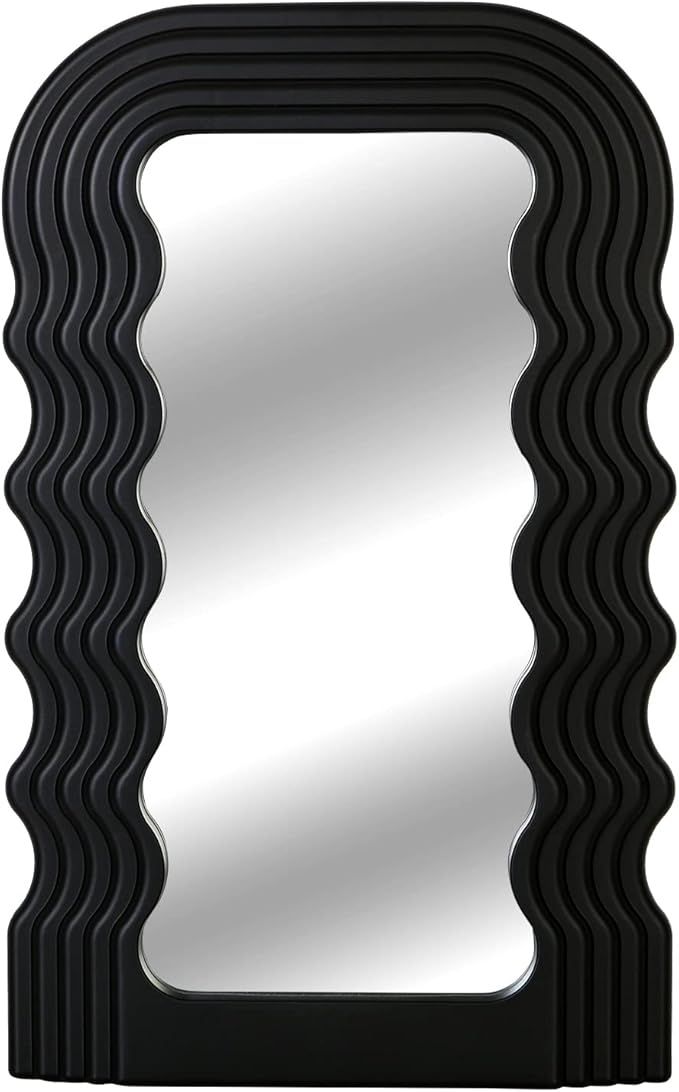 Simmer Stone Aesthetic Wave Pattern Irregular Frame Mirror, Decorative Desk Wall Mirror for Livin... | Amazon (US)