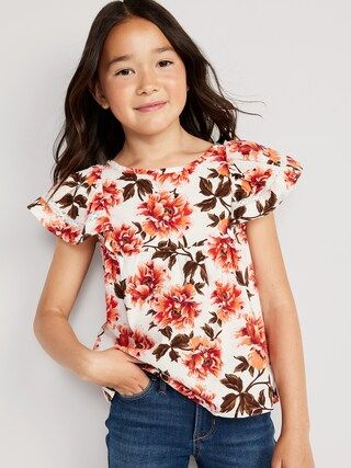 Flutter-Sleeve Lace-Trim Swing Top for Girls | Old Navy (US)