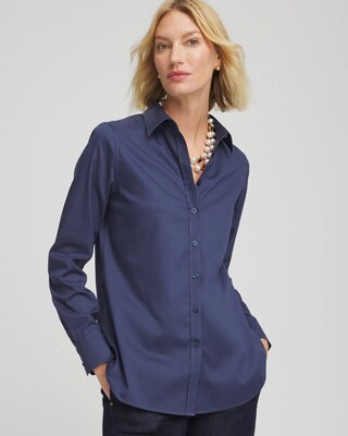 Women's No Iron Stretch Shirt in Indigo Sky | Chico's | Chico's