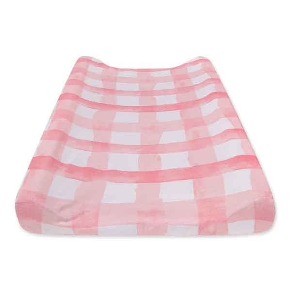Watercolor Buffalo Check Organic Cotton  BEESNUG® Fitted Changing Pad Cover | Burts Bees Baby