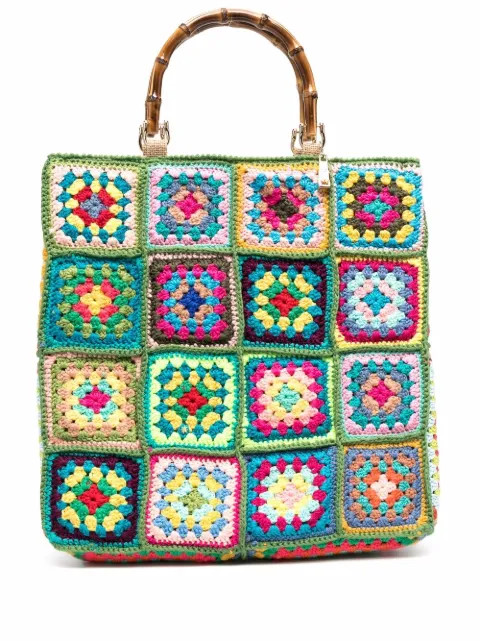 crochet floral-pattern tote | Farfetch (US)